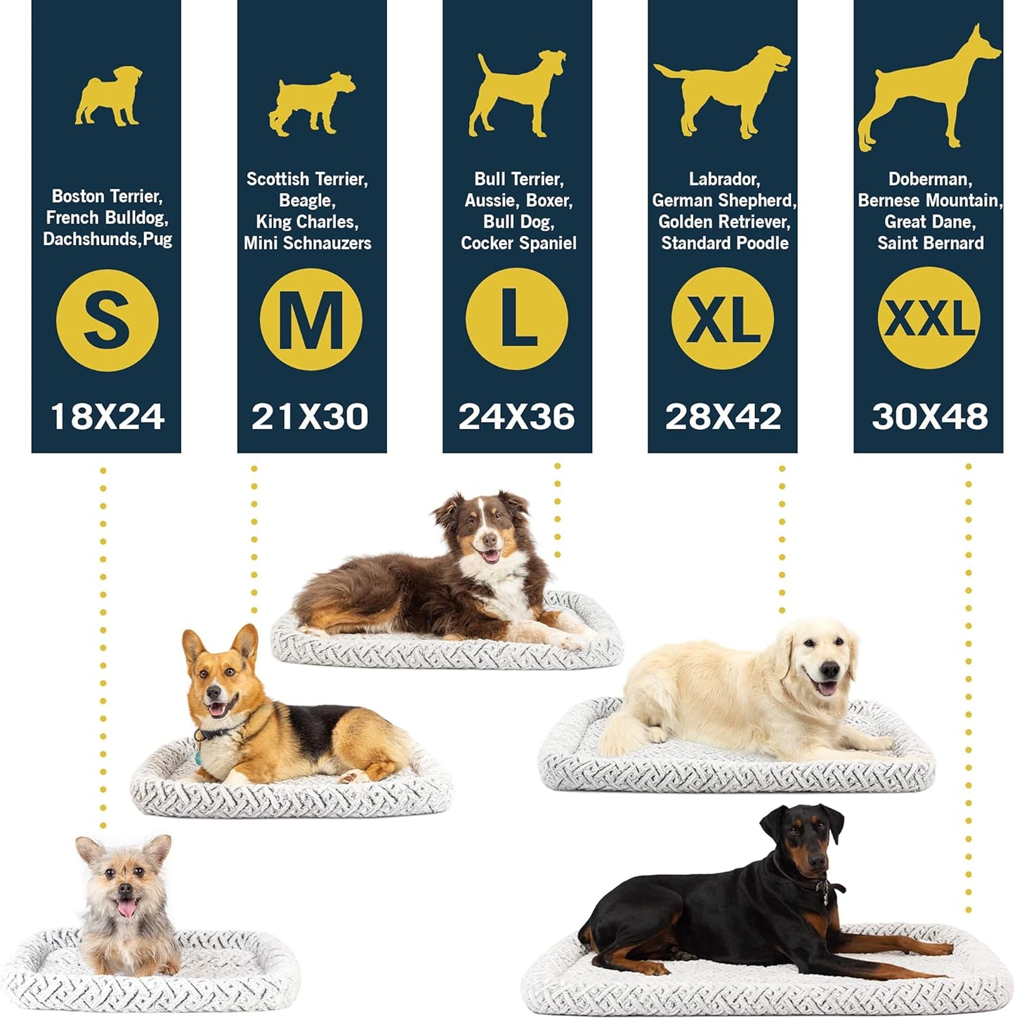 Bolster Mat Dog Bed and Crate Mat - Plush, Versatile, and Washable Small Dog Bed (18" x 24") for Calming Comfort