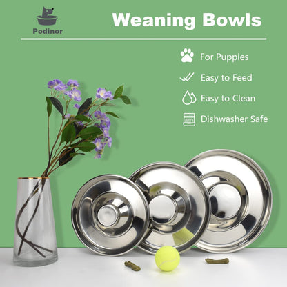 Stainless Steel Dog Bowls for Puppies - 10.3 Inch Feeding and Water Dishes
