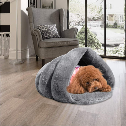 Self-Warming Cat Cuddle Cave Bed - Cozy Indoor Sleeping House for Cats and Puppies