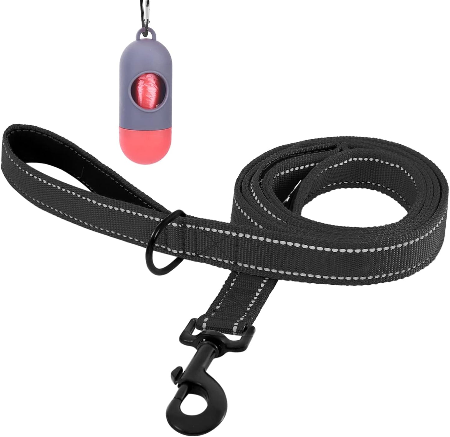 5-Foot Heavy-Duty Dog Leash with Dual Padded Handles – Reflective Training Lead for Enhanced Traffic Safety, Suitable for Large, Medium, and Small Dogs (Black)