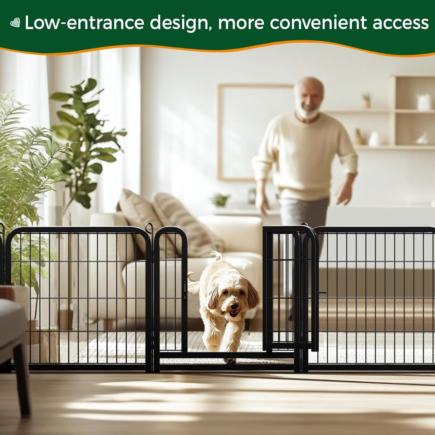Outdoor Dog Playpen - 24 Inch Heavy Duty 16 Panel Metal Exercise Pen for Indoor and Outdoor Use, Ideal for RV Camping, Yards, and Gardens