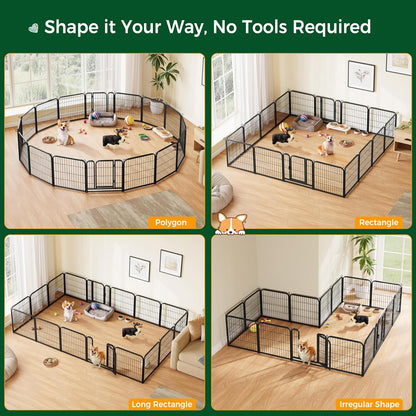 Outdoor Dog Playpen - 24 Inch Heavy Duty 16 Panel Metal Exercise Pen for Indoor and Outdoor Use, Ideal for RV Camping, Yards, and Gardens