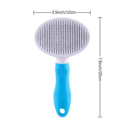 Professional Self-Cleaning Slicker Brush for Dogs and Cats - Pet Grooming Tool for Removing Loose Undercoat, Mats, and Tangled Hair with Integrated Flea Comb