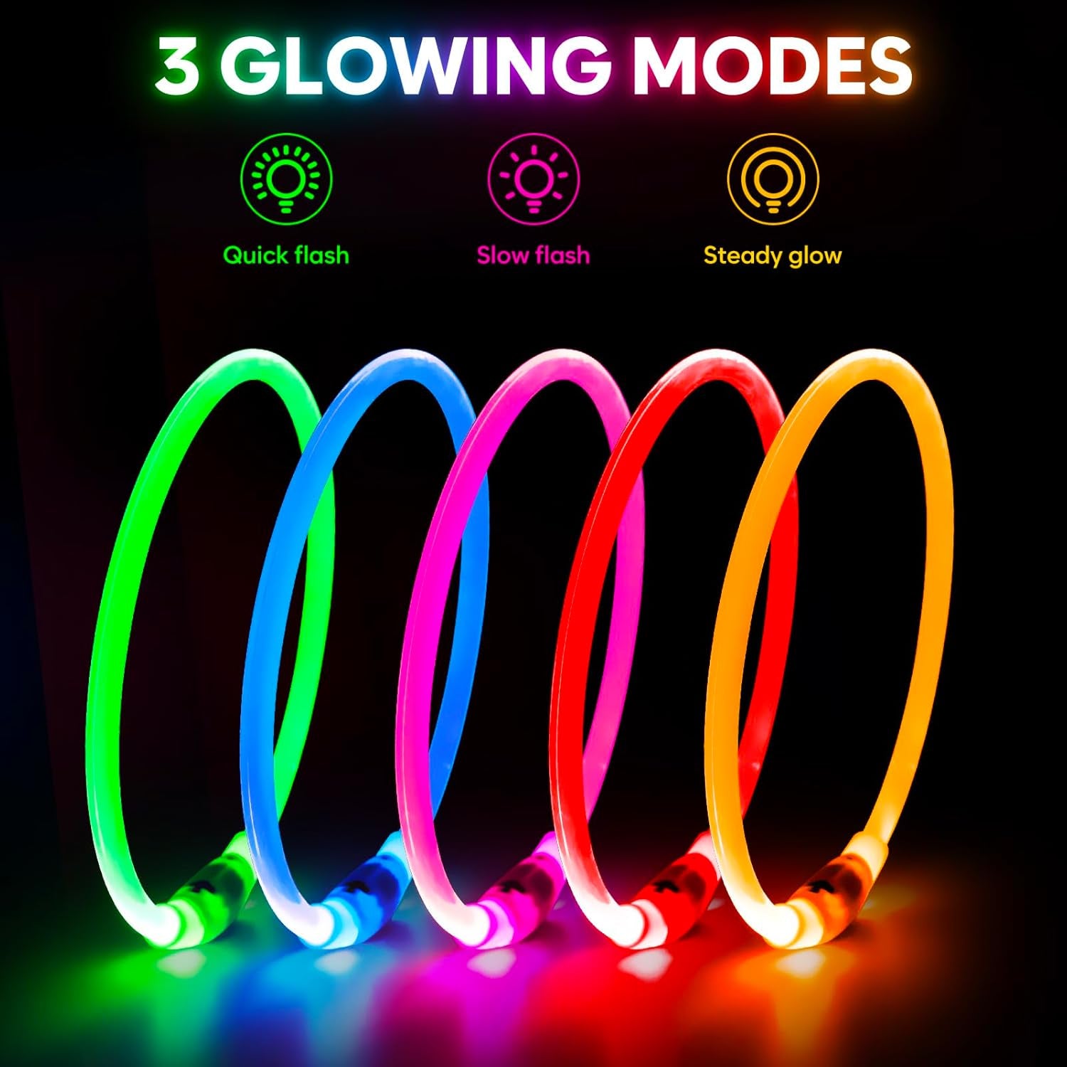 Rechargeable Waterproof Lighted Dog Collar for Enhanced Night Visibility (Orange)