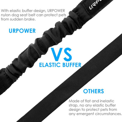 Adjustable 2-Pack Retractable Dog Seat Belt with Elastic Bungee Buffer, Heavy-Duty 360-Degree Swivel Car Harness for Pet Safety