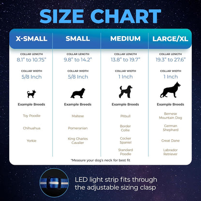 LED Dog Collar - Original USB Rechargeable and Waterproof - 1,000 Feet Visibility for Small, Medium, and Large Dogs - US Brand