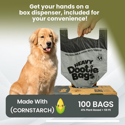 Premium Heavy-Duty Waste Bags with Easy-Tie Handles for Pet Waste and Litter Disposal - Versatile, Eco-Friendly, Strong, and Leakproof, Ideal for Swivel Bins and Scoopers