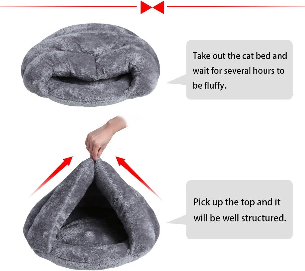 Self-Warming Cat Cuddle Cave Bed - Cozy Indoor Sleeping House for Cats and Puppies