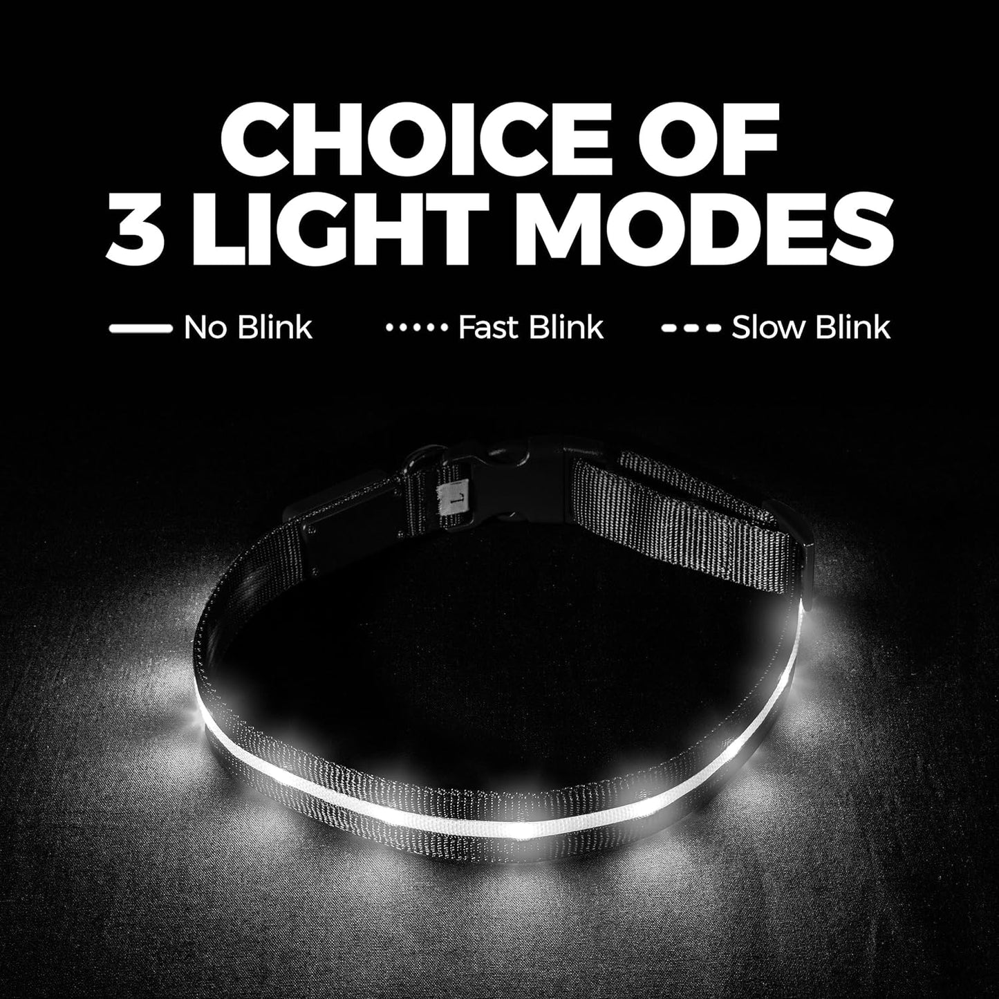 LED Dog Collar - Original USB Rechargeable and Waterproof - 1,000 Feet Visibility for Small, Medium, and Large Dogs - US Brand