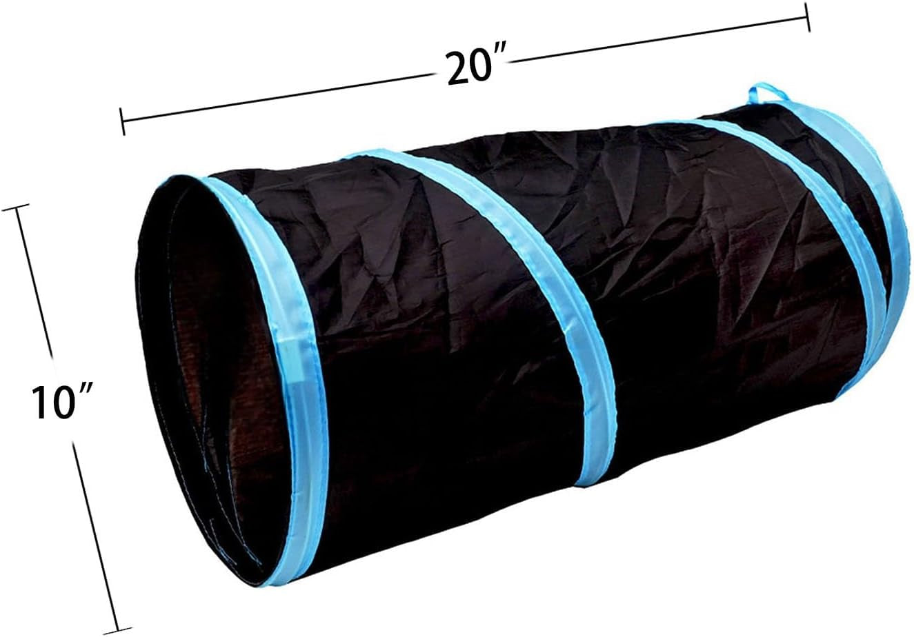 Interactive Cat and Rabbit Tunnel Toy - Collapsible 20" Play Tunnel for Indoor Pets, Including Cats, Kittens, Rabbits, and Puppies - Crinkle Design in Black