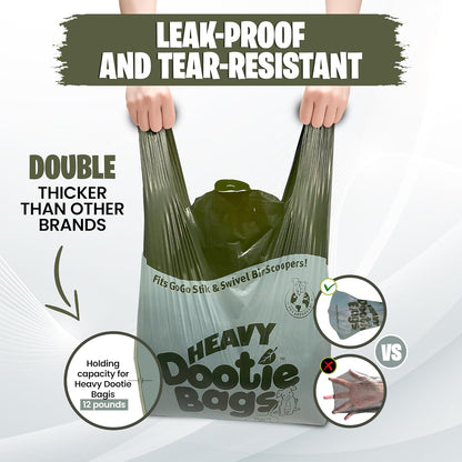 Premium Heavy-Duty Waste Bags with Easy-Tie Handles for Pet Waste and Litter Disposal - Versatile, Eco-Friendly, Strong, and Leakproof, Ideal for Swivel Bins and Scoopers
