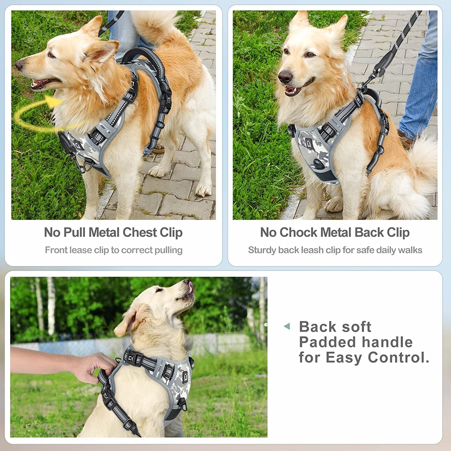 Waldseemuller No-Pull Dog Harness for Large Dogs - Easy Walk Harness with 4 Buckles for Medium to Extra Large Dogs and Puppy Training