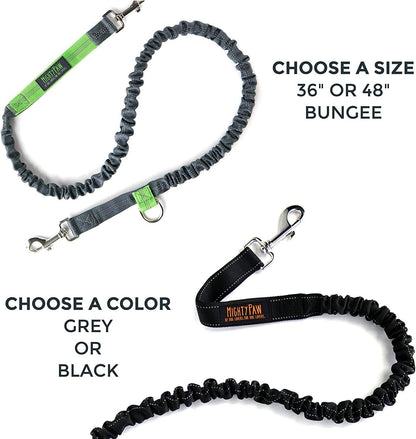 Hands-Free Bungee Dog Leash with Waist Belt for Walking and Running - Suitable for All Breeds up to 150 lbs (36" - 48") - Black