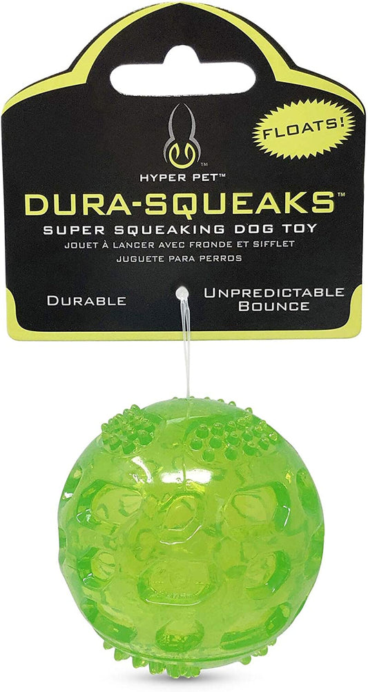 Durasqueak Interactive Dog Ball Toy - Floating and Squeaking Fetch Toy, 2.5 Inch Green, Ideal Alternative to Traditional Tennis Balls