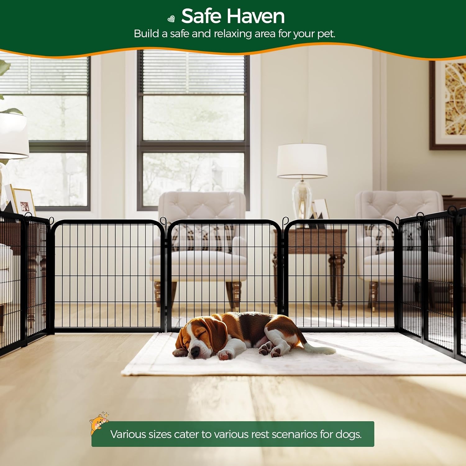 Outdoor Dog Playpen - 24 Inch Heavy Duty 16 Panel Metal Exercise Pen for Indoor and Outdoor Use, Ideal for RV Camping, Yards, and Gardens