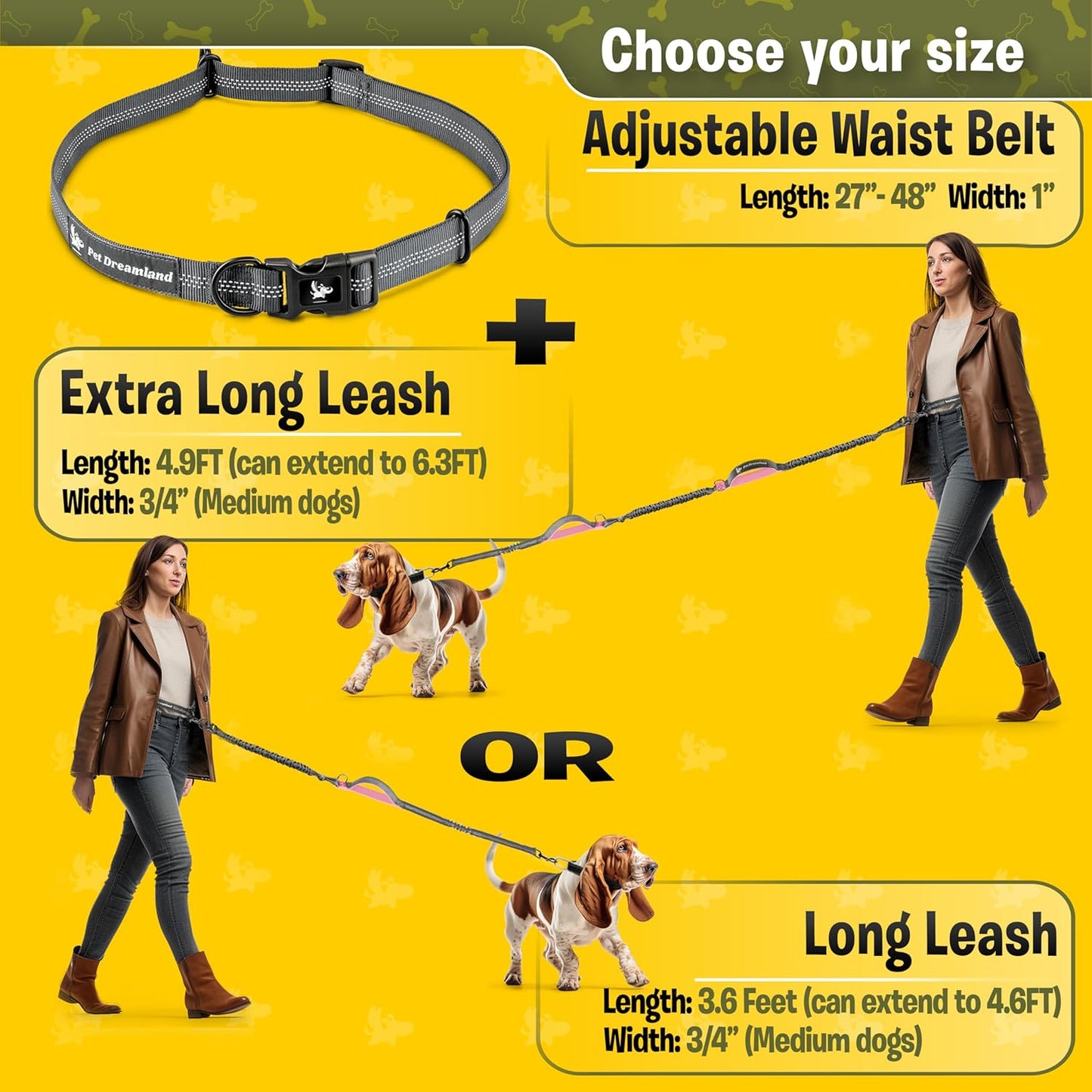 Premium Hands-Free Leash for Medium Dogs: Optimal Comfort and Freedom for Running, Walking, and Hiking. Durable and Versatile Waist Dog Leash Belt.