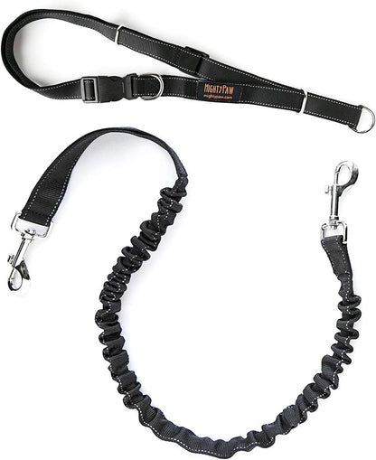 Hands-Free Bungee Dog Leash with Waist Belt for Walking and Running - Suitable for All Breeds up to 150 lbs (36" - 48") - Black