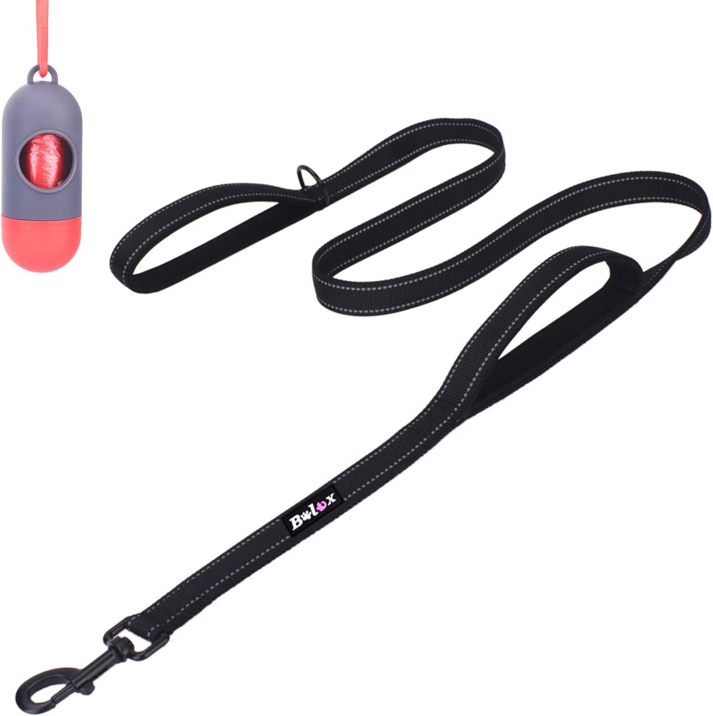 5-Foot Heavy-Duty Dog Leash with Dual Padded Handles – Reflective Training Lead for Enhanced Traffic Safety, Suitable for Large, Medium, and Small Dogs (Black)