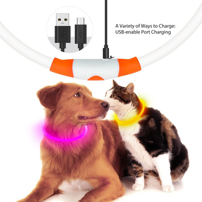 LED Dog Collar - USB Rechargeable Lighted Safety Collar, Adjustable Water-Resistant TPU for Small, Medium, and Large Dogs