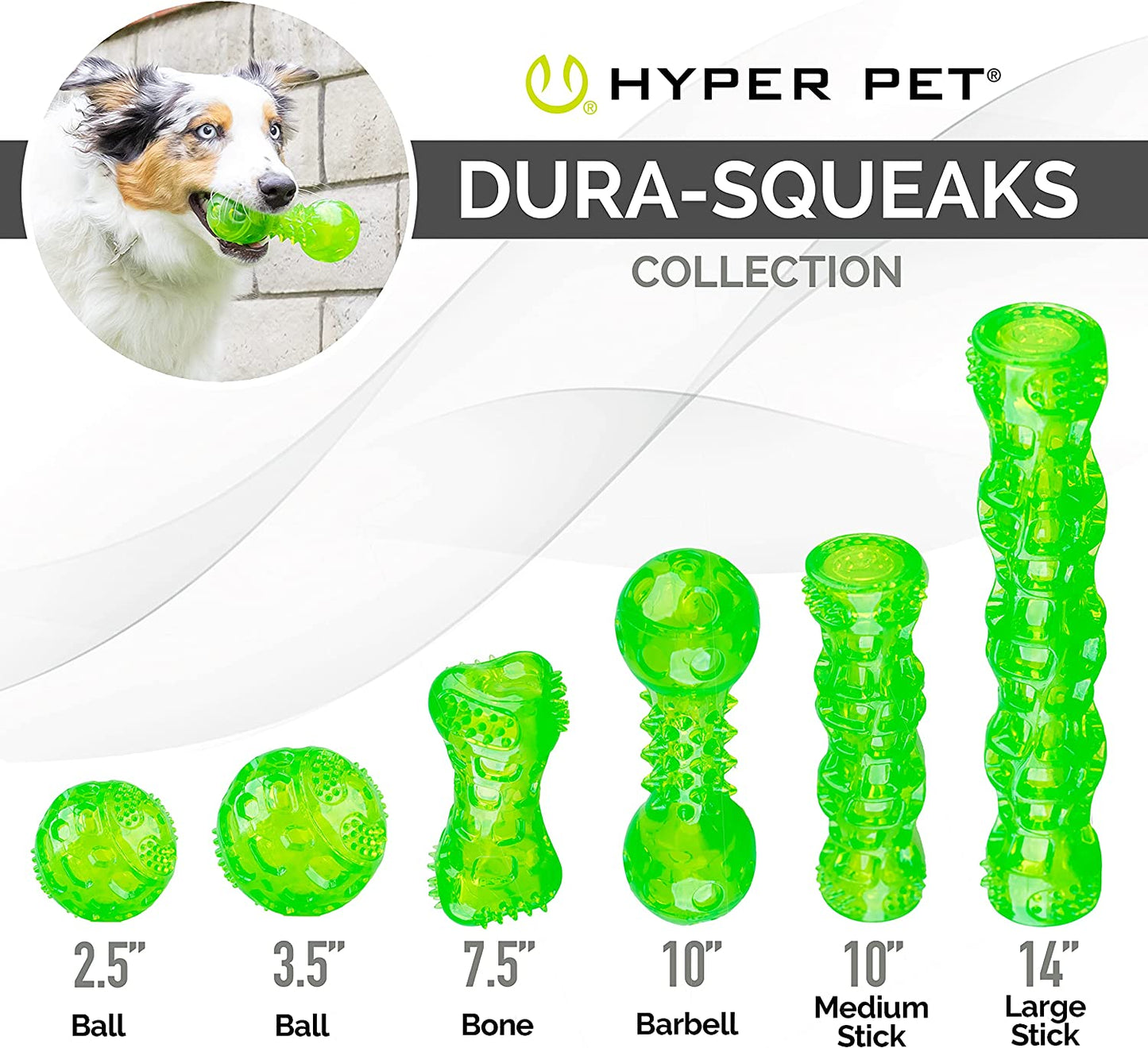 Durasqueak Interactive Dog Ball Toy - Floating and Squeaking Fetch Toy, 2.5 Inch Green, Ideal Alternative to Traditional Tennis Balls