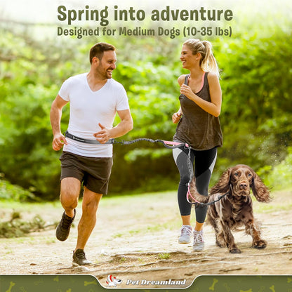 Premium Hands-Free Leash for Medium Dogs: Optimal Comfort and Freedom for Running, Walking, and Hiking. Durable and Versatile Waist Dog Leash Belt.