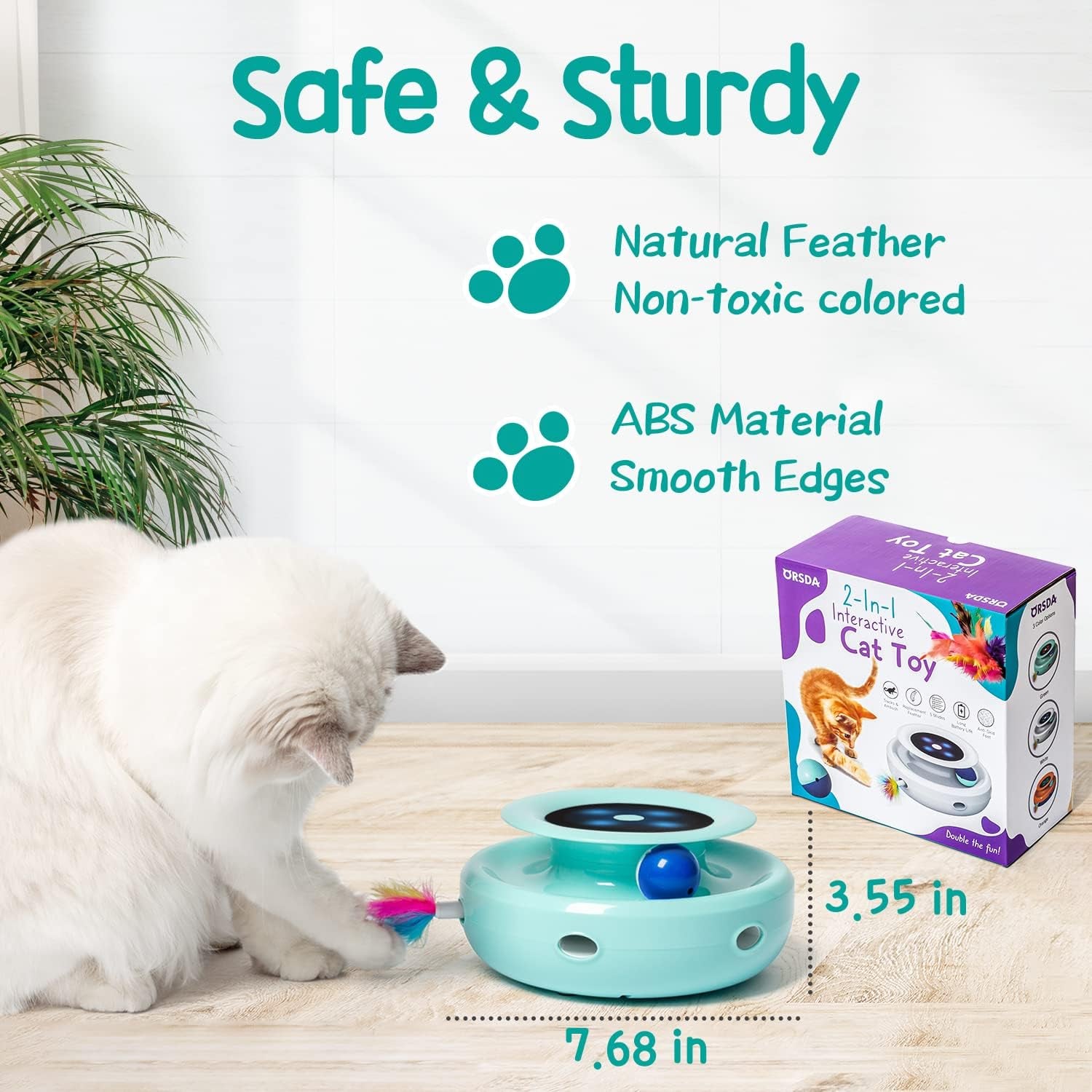 2-in-1 Interactive Cat Toys for Indoor Cats - Automatic Toy Balls and Mice with Ambush Feather Attachments, Dual Power Supply, Adjustable Speed, and Auto On/Off Feature
