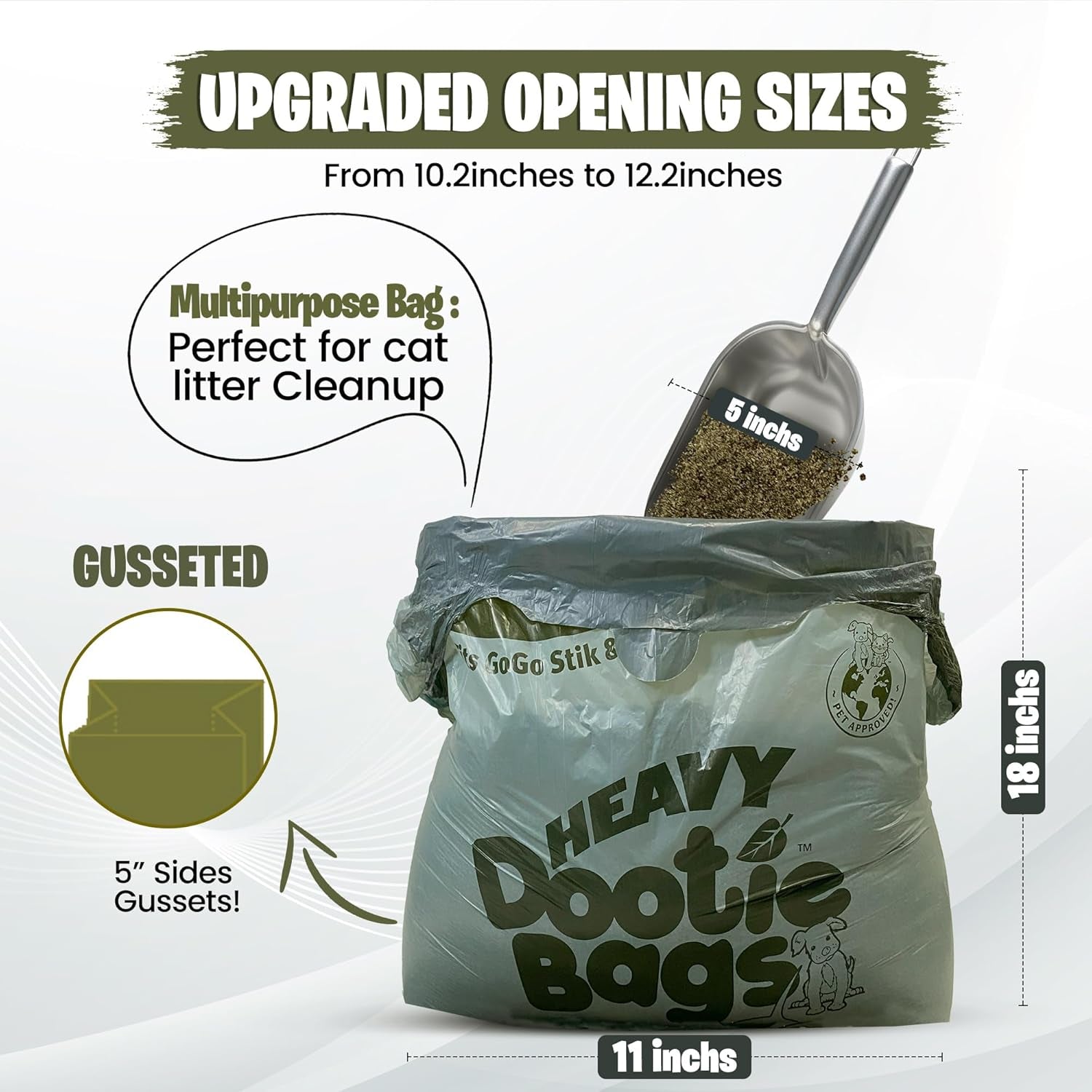 Premium Heavy-Duty Waste Bags with Easy-Tie Handles for Pet Waste and Litter Disposal - Versatile, Eco-Friendly, Strong, and Leakproof, Ideal for Swivel Bins and Scoopers