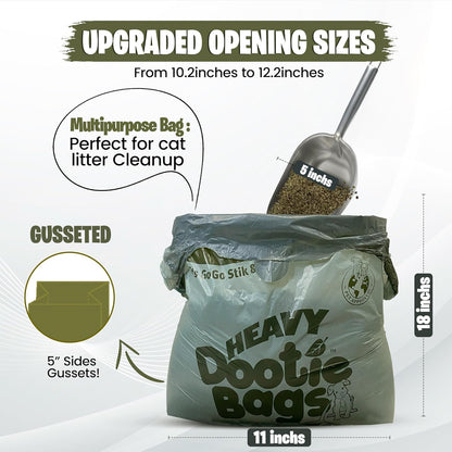 Premium Heavy-Duty Waste Bags with Easy-Tie Handles for Pet Waste and Litter Disposal - Versatile, Eco-Friendly, Strong, and Leakproof, Ideal for Swivel Bins and Scoopers