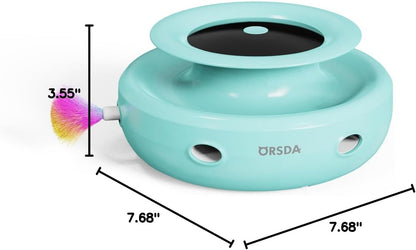 2-in-1 Interactive Cat Toys for Indoor Cats - Automatic Toy Balls and Mice with Ambush Feather Attachments, Dual Power Supply, Adjustable Speed, and Auto On/Off Feature