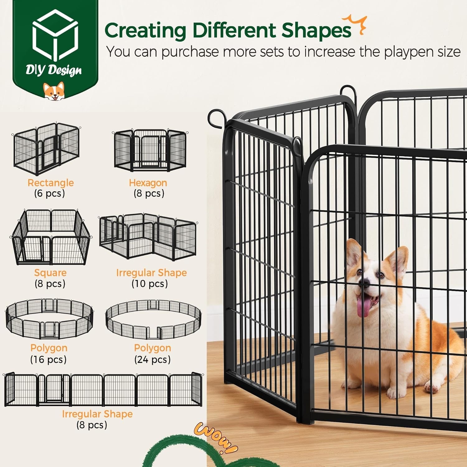Outdoor Dog Playpen - 24 Inch Heavy Duty 16 Panel Metal Exercise Pen for Indoor and Outdoor Use, Ideal for RV Camping, Yards, and Gardens
