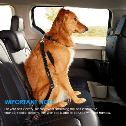 Adjustable 2-Pack Retractable Dog Seat Belt with Elastic Bungee Buffer, Heavy-Duty 360-Degree Swivel Car Harness for Pet Safety