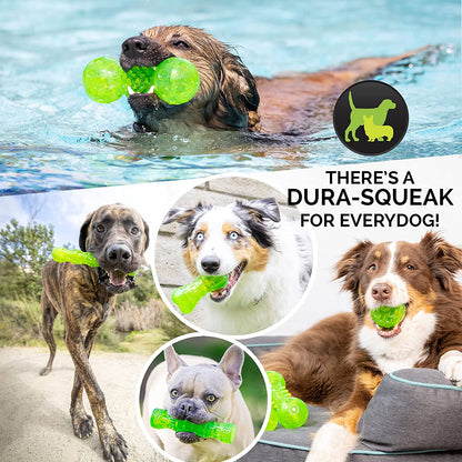 Durasqueak Interactive Dog Ball Toy - Floating and Squeaking Fetch Toy, 2.5 Inch Green, Ideal Alternative to Traditional Tennis Balls
