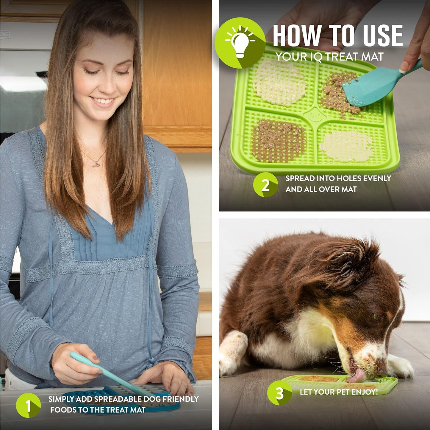 IQ Treat Lick Mat for Dogs and Cats | Innovative Slow Feeder Alternative | Ideal Enrichment Toy for Pets