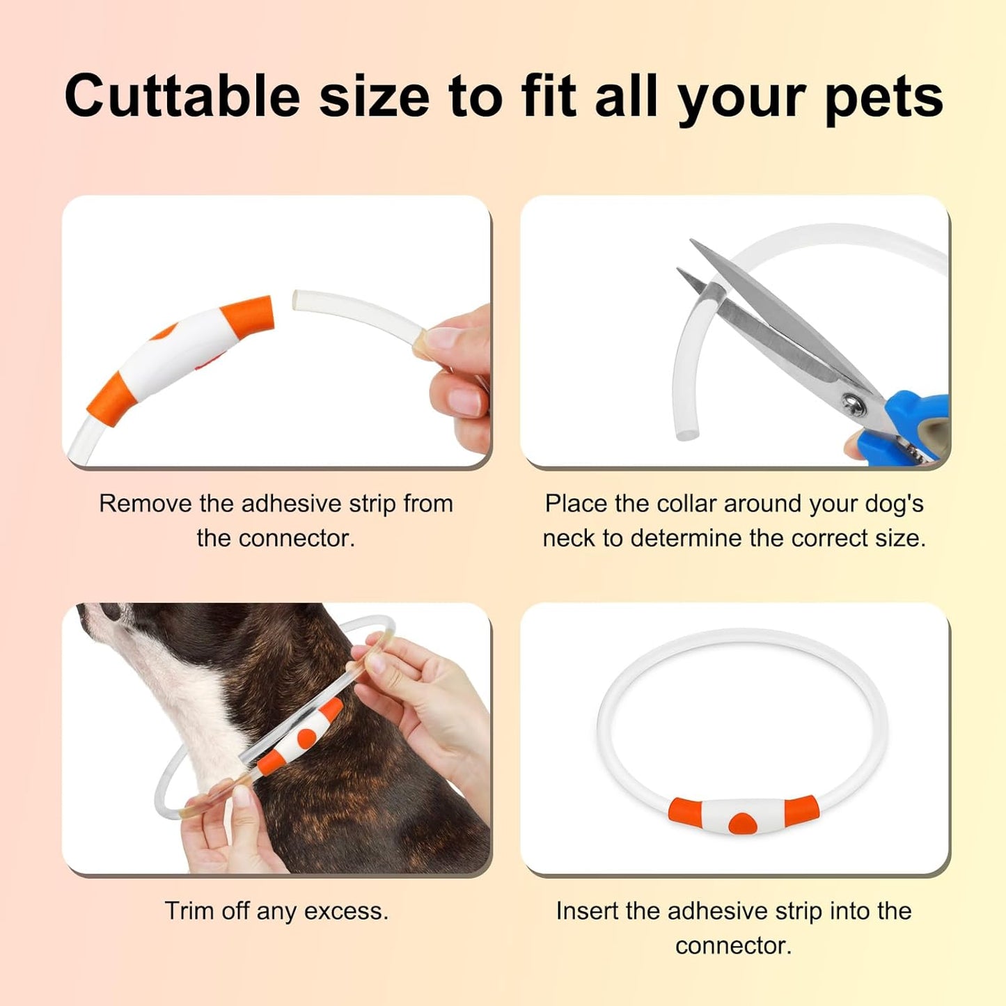 Rechargeable Waterproof Lighted Dog Collar for Enhanced Night Visibility (Orange)