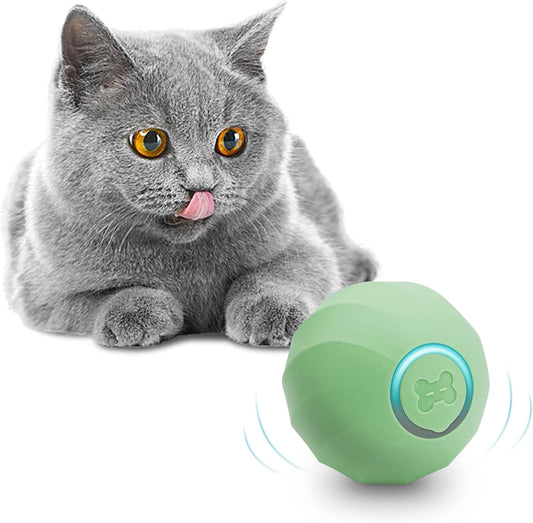 Interactive Automatic Cat Ball Toy - Engaging Puzzle Ball for Indoor Cats and Kittens, Smart Anti-Depression Pet Gift with Light, Green