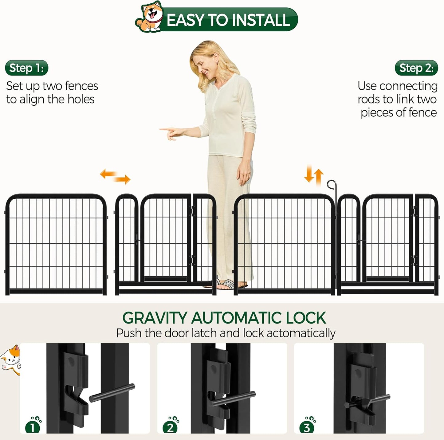 Outdoor Dog Playpen - 24 Inch Heavy Duty 16 Panel Metal Exercise Pen for Indoor and Outdoor Use, Ideal for RV Camping, Yards, and Gardens