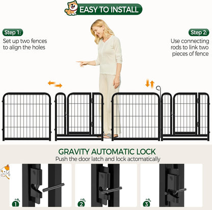 Outdoor Dog Playpen - 24 Inch Heavy Duty 16 Panel Metal Exercise Pen for Indoor and Outdoor Use, Ideal for RV Camping, Yards, and Gardens