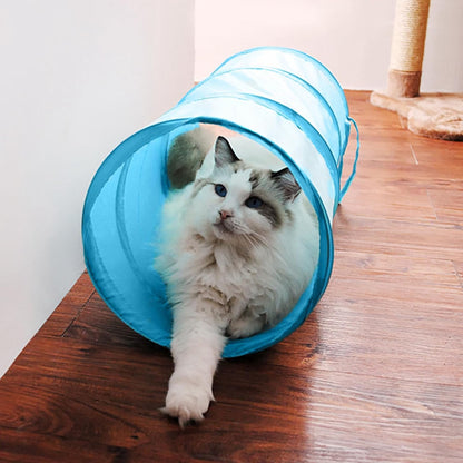 Interactive Cat and Rabbit Tunnel Toy - Collapsible 20" Play Tunnel for Indoor Pets, Including Cats, Kittens, Rabbits, and Puppies - Crinkle Design in Black