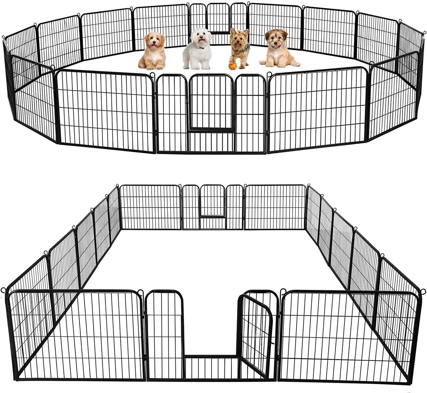 Outdoor Dog Playpen - 24 Inch Heavy Duty 16 Panel Metal Exercise Pen for Indoor and Outdoor Use, Ideal for RV Camping, Yards, and Gardens