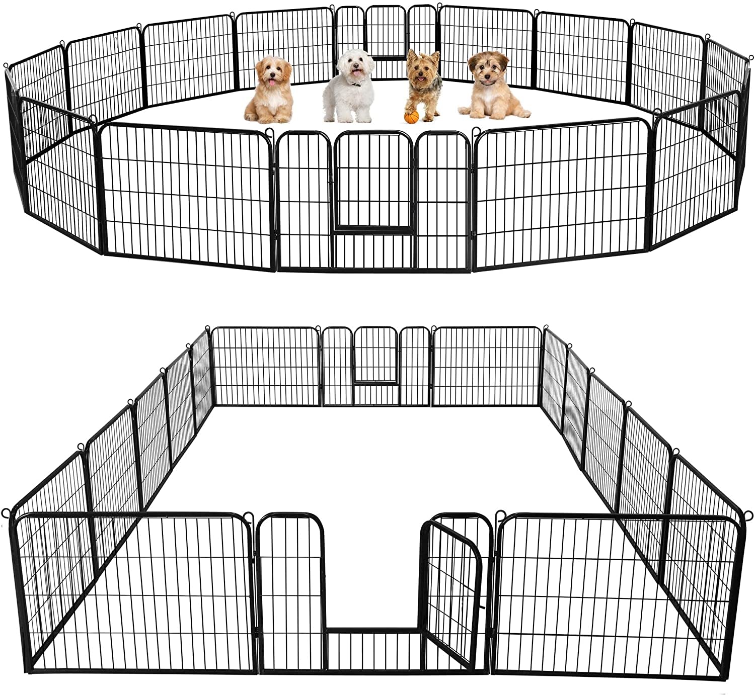 Outdoor Dog Playpen - 24 Inch Heavy Duty 16 Panel Metal Exercise Pen for Indoor and Outdoor Use, Ideal for RV Camping, Yards, and Gardens