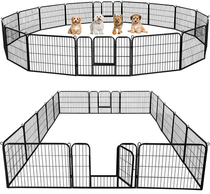 Outdoor Dog Playpen - 24 Inch Heavy Duty 16 Panel Metal Exercise Pen for Indoor and Outdoor Use, Ideal for RV Camping, Yards, and Gardens