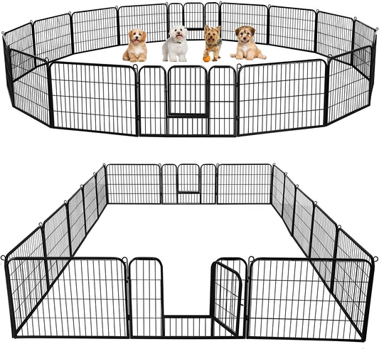 Outdoor Dog Playpen - 24 Inch Heavy Duty 16 Panel Metal Exercise Pen for Indoor and Outdoor Use, Ideal for RV Camping, Yards, and Gardens
