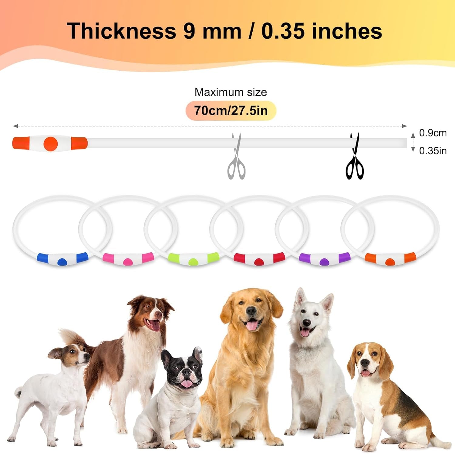 Rechargeable Waterproof Lighted Dog Collar for Enhanced Night Visibility (Orange)