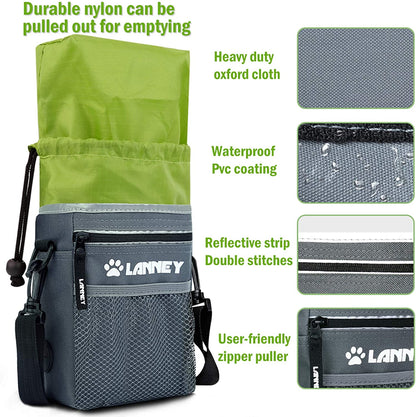 Dog Treat Pouch - Versatile Wearable Training Bag with Clicker, Shoulder Strap, Adjustable Belt, Poop Bag Dispenser, and Convenient Storage for Kibble and Pet Toys