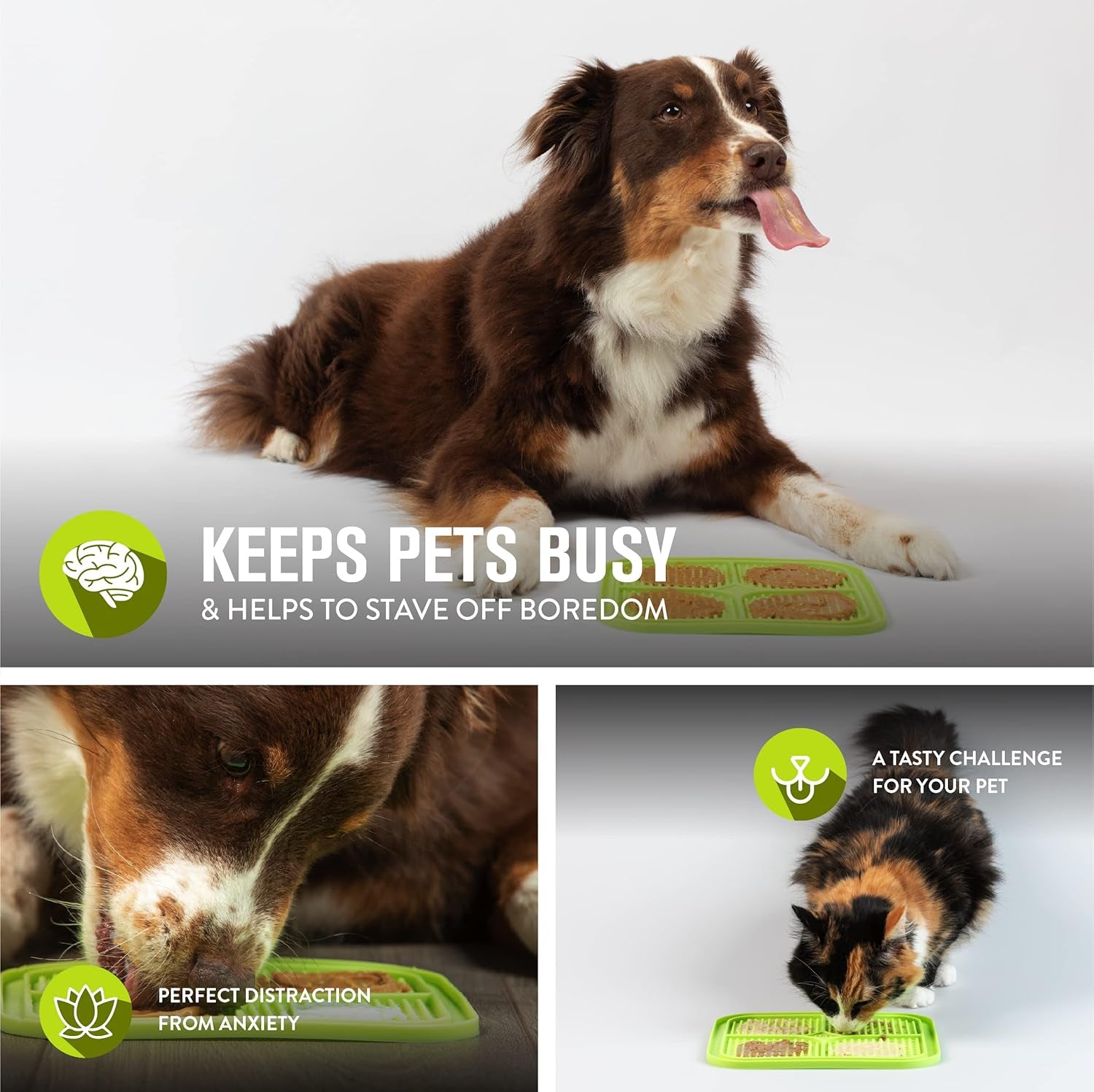 IQ Treat Lick Mat for Dogs and Cats | Innovative Slow Feeder Alternative | Ideal Enrichment Toy for Pets