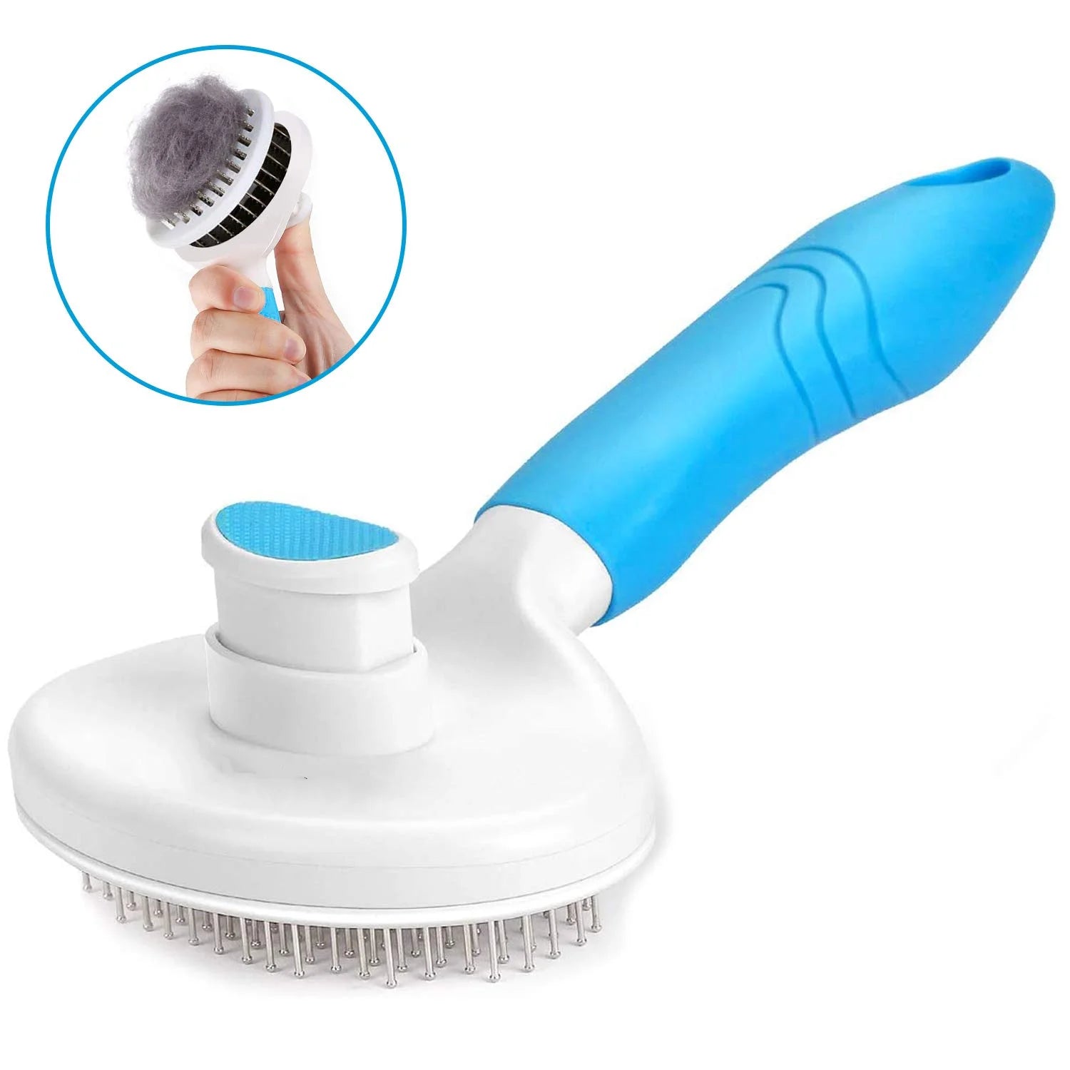 Professional Self-Cleaning Slicker Brush for Dogs and Cats - Pet Grooming Tool for Removing Loose Undercoat, Mats, and Tangled Hair with Integrated Flea Comb