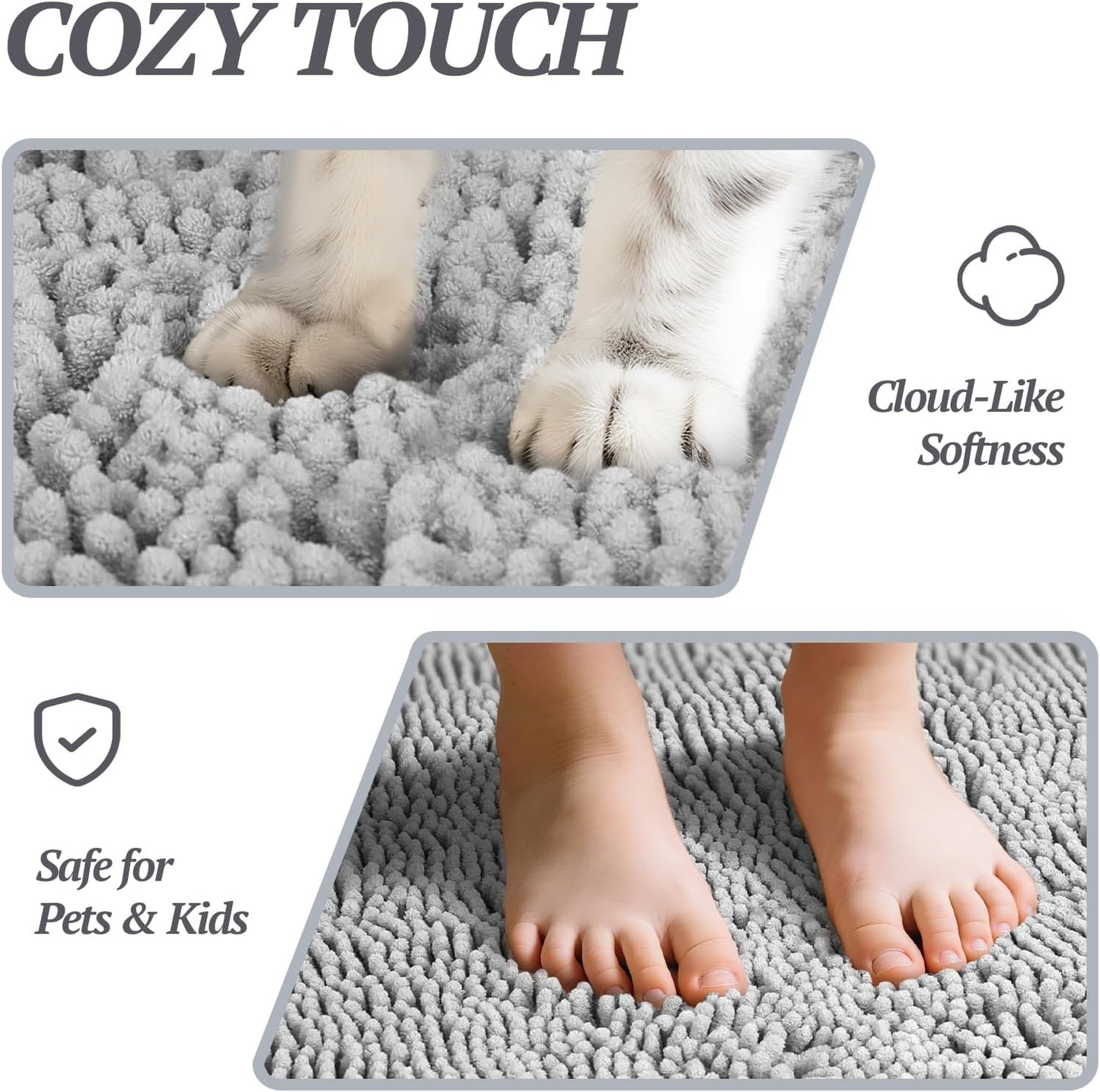 Absorpmax Dog Door Mat - Waterproof, Washable, and Water-Absorbent Rug for Indoor Entryways, 31" x 20", Grey