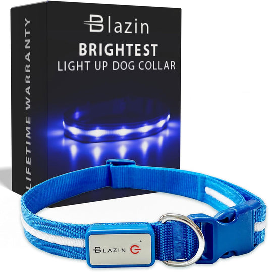 LED Dog Collar - Original USB Rechargeable and Waterproof - 1,000 Feet Visibility for Small, Medium, and Large Dogs - US Brand