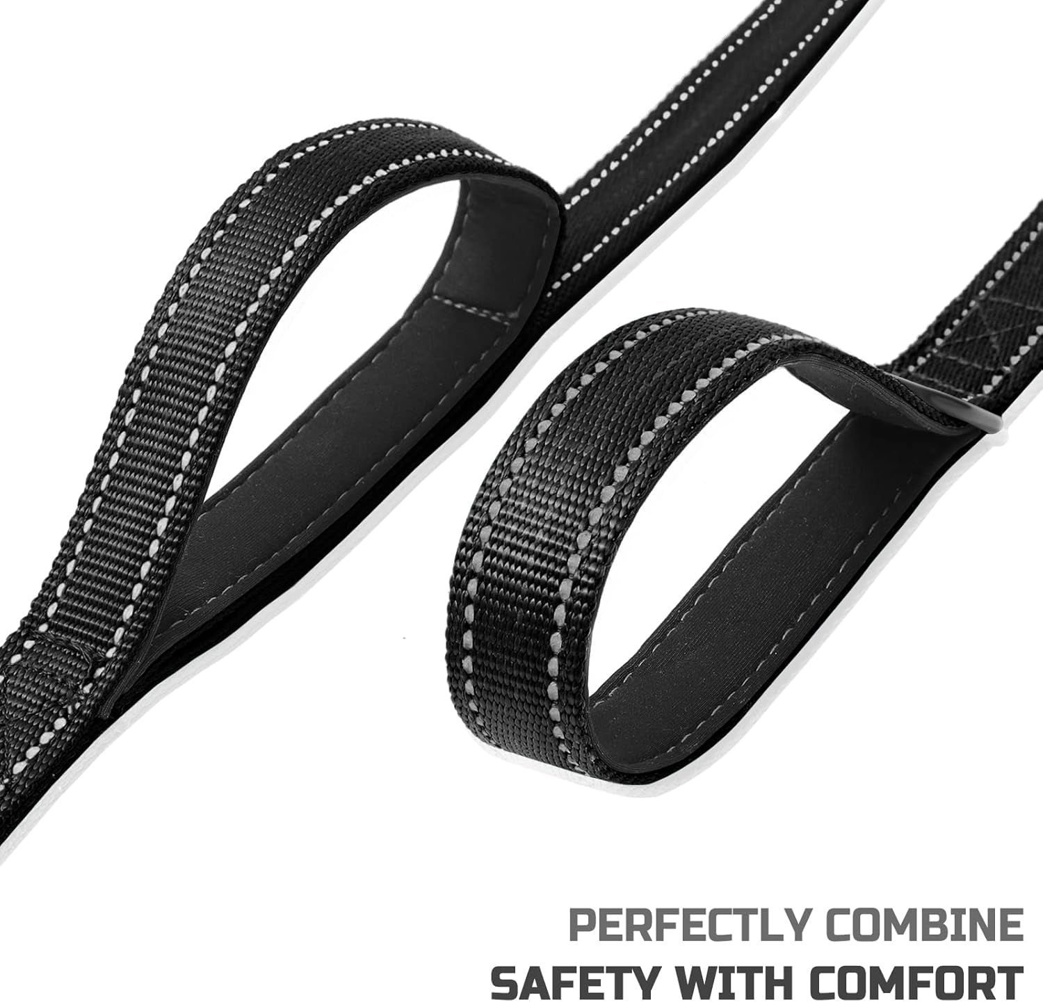 5-Foot Heavy-Duty Dog Leash with Dual Padded Handles – Reflective Training Lead for Enhanced Traffic Safety, Suitable for Large, Medium, and Small Dogs (Black)